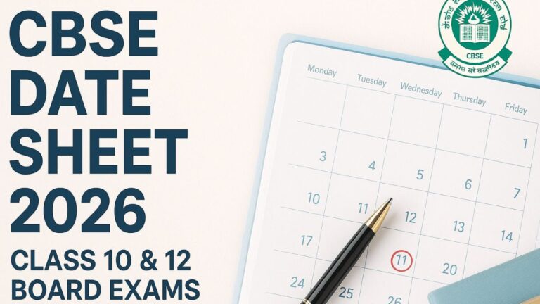CBSE Date Sheet 2026 Complete Schedule for Class 10 and 12 Board Exams